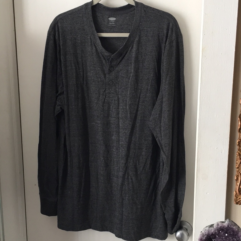 Old Navy Henley Style XXL Long Sleeve Heather Gray